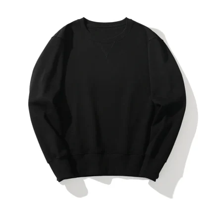 V Round Neck Black Long Sleeve Sweatshirt