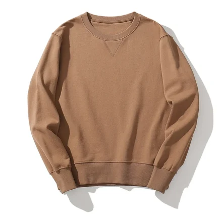 V Round Neck Chocolate Long Sleeve Sweatshirt